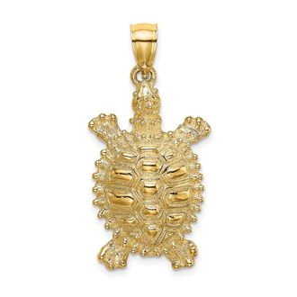 Diamond2Deal 14k Yellow Gold Large Land Turtle Charm Pendant