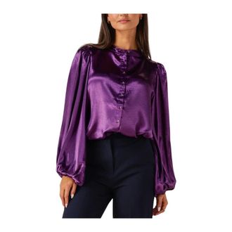 Notre-V Dames, Blouses & Shirts, Paars, Maat: XS Satijn
