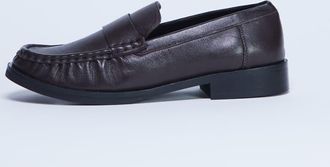 Topshop Carey - Mocassini in vera pelle marrone cioccolato con dettaglio arricciato