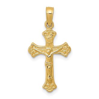 Diamond2Deal 14k Yellow Gold INRI Crucifix Charm