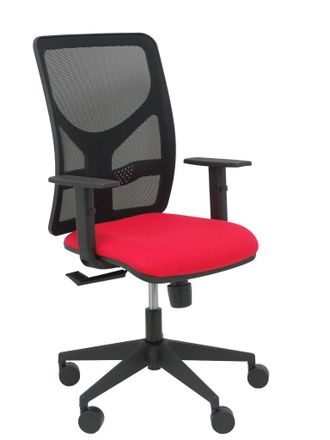 Piqueras y Crespo Silla Motilla Malla Negra Asiento Bali Rojo Brazo Regulable