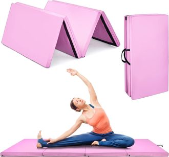 Costway Costway Colchoneta Gimnasia De 240 X 120 X 5 Cm, Colchoneta De Ejercicio Plegable Con Manija De Transporte,impermeable, Cuero De Pu Desmontable, Para 
