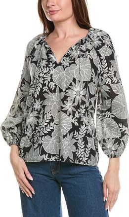 Brooks Brothers Balloon Sleeve Linen-Blend Blouse