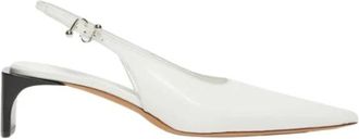 Sportmax Schoenen, Dames, Wit, 38 1/2 EU, Witte slingback schoenen met metalen gesp