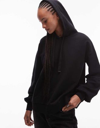 AllSaints Rhian - Felpa nera decorata con paillettes e cappuccio-Nero