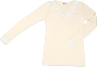 Engel Shirt L/S mit Spitze Longsleeve für Damen | weiß