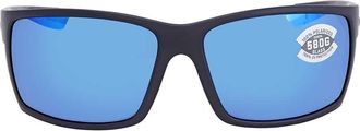 Costa REEFTON Blue Mirror Polarized Glass Rectangular Mens Sunglasses RFT 01 OBMGLP 64