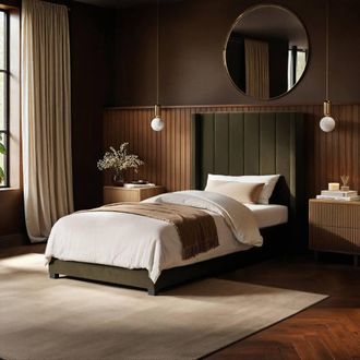 Flair Tiggy Single Ottoman Bed Velvet in Green