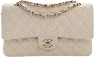 Chanel Pre-owned Vintage Double Flap Shoulder Bag - Dames - Vintage Schoudertas - Beige - ONE Size - Leer - Vintage