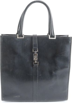 Gucci Black Leather Handbag Tote Bag (Pre-Owned)
