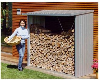 BIOHORT Leñero caseta metalica Biohort jardin woodstock 300 color plata