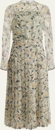 Altuzarra Birdy Printed Chiffon Long-Sleeve Maxi Dress