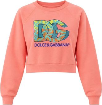 Dolce & Gabbana Felpa Corta in Jersey con Dettaglio Logo - - Sweatshirts & Hoodies - Donna - Multicolore - S