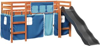 vidaXL Vidaxl - Cama Alta Para Ni&ntilde;os Con Cortinas Madera Pino Azul 80x200 Cm
