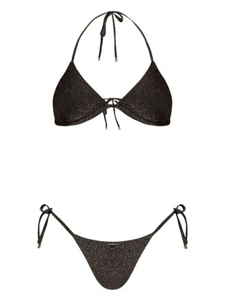 Emporio Armani Triangel-Bikini mit Metallic-Effekt - Schwarz