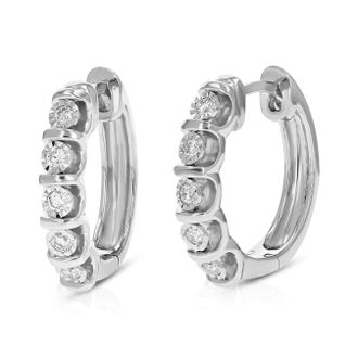 Vir Jewels 1/4 cttw Lab Grown Diamond Hoops Earrings in Sterling Silver With Hidden Post For Women