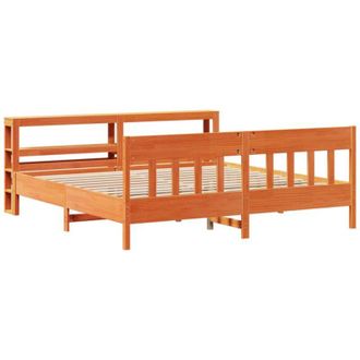 vidaXL Cama Sin Colch&oacute;n Madera Maciza De Pino Marr&oacute;n Cera 180x200 Cm Vidaxl