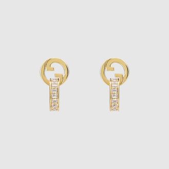 Gucci Blondie Intertwined Crystal Earrings, Gold-toned metal, Gold-toned metal