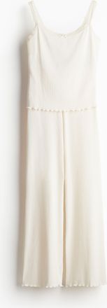 H&M Gerippter Pyjama - Cremefarben