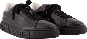 Versace Mens Sneakers - Versace Leather Black Calfskin Shoes