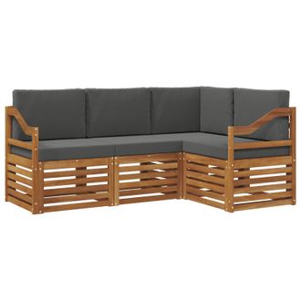 vidaXL Juegos De Sof&aacute;s Con Coj&iacute;n 4 Pcs Natural Y Antracita Vidaxl