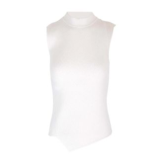 Toteme Asymmetric Knit Top - female - Tot&ecirc;Me - Sleeveless Tops - White - M - Tops