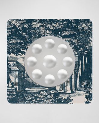 Fornasetti Square Frame With Bubbles Mirror - Giardino Settecentesco Blue Ivory