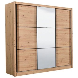 Dmora Guardaroba Grande Marasino, Armadio Camera da Letto Appendiabiti, 8 Ripiani, Apertura Scorrevole, 242x215.5h cm Marrone Rovere Nodi