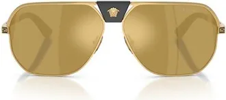 Versace 61mm Square Sunglasses in Gold /Brown Mirror Gold at Nordstrom