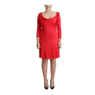 John Galliano Rode Sheath Jurk met Diepe Ronde Hals - Dames - Korte kleedjes - Rood - M - Kleedjes