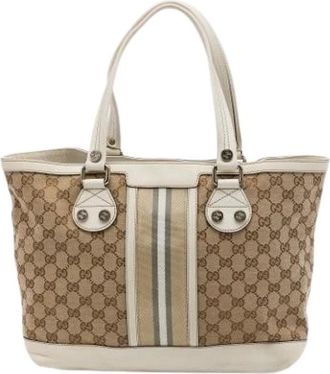 Gucci Pre-owned Sunset Tote Bag - Dames - Vintage Shopper - Beige - ONE Size - Leer - Vintage