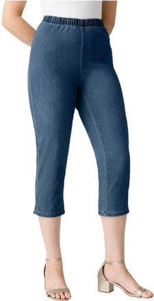 Roaman's Plus Size Comfort Stretch Capri Jean in Medium Stonewash at Nordstrom, Size 18