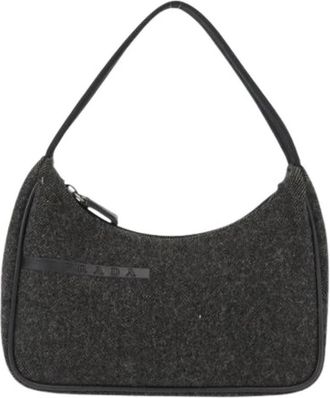Prada Pre-owned Vintage Schoudertas - Dames - Vintage Schoudertas - Grijs - ONE Size - Wol - Vintage