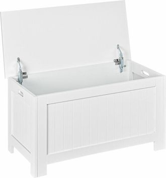 HOMCOM Large Storage Box Toy Chest Cabinet Unit Organizer with Lid & Safety Hinges White