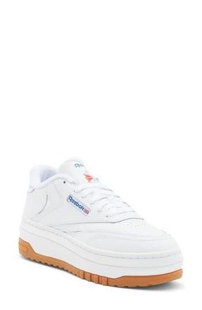 Reebok Club C Extra Platform Sneaker in White/White/Blue at Nordstrom Rack, Size 10