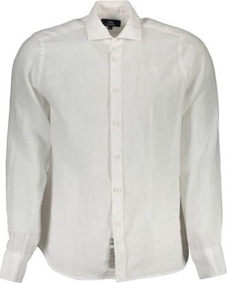 La Martina Wit Overhemd met Lange Mouwen Geborduurd Logo - Heren - Casual Overhemden - Wit - L - Overhemden