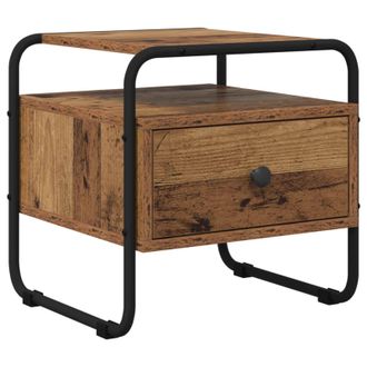 vidaXL Mesa De Noche Madera Envejecida Madera De Ingenier&iacute;a Vidaxl