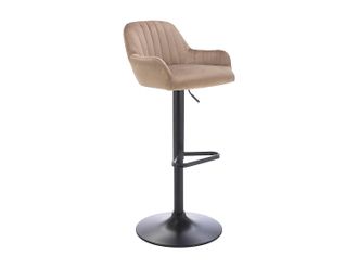 Vente-Unique Sgabello Da Bar In Velluto E Metallo Nero Altezza Regolabile Beige - Eleana