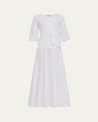 La Petite Robe Di Chiara Boni Flower-Embellished Stretch Cotton Maxi Dress