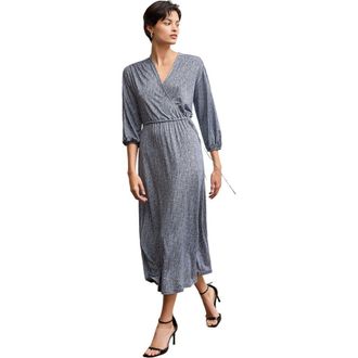 M.M.LaFleur Hope Printed Jersey Wrap Dress in Blueprint Sketch at Nordstrom, Size Xx-Large