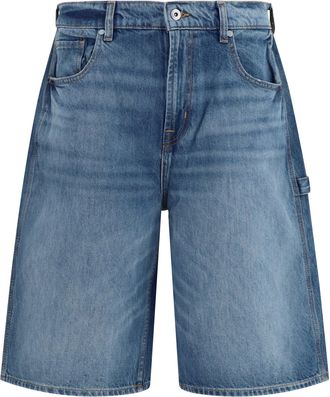 7 For All Mankind Mens Shorts Wide-Leg Blue Cotton Bermuda