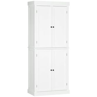 HOMCOM Modern Kitchen Storage Cabinet - 6-Tier Shelves W/ 4 Adjustable - White | TJ Hughes
