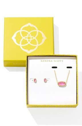 Kendra Scott Elisa & Mini Ellie Azalea Illusion Stud Earrings & Pendant Necklace Gift Set in Gold Azalea Illusion at Nordstrom