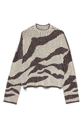 Vero Moda Scorpio Jacquard Pullover Sweater in Chocolate Torte Detal W Birch at Nordstrom Rack, Size X-Small
