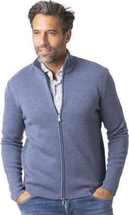 Gran Sasso Zip Cardigan met Opstaande Kraag - Heren - Vesten - Blauw - 2XL - Leer - Truien & Vesten