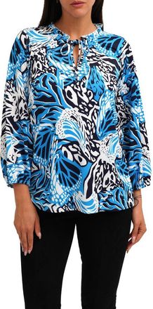 Sunny Leigh Printed Mesh Long Sleeve Top in Jessa Denim at Nordstrom Rack, Size 1 X