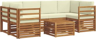 vidaXL Conjunto De Sof&aacute;s De Exterior 7 Uds. Natural Y Crema Vidaxl