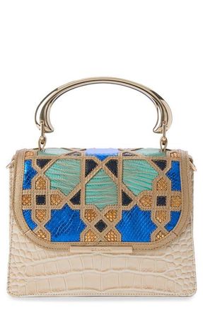 Brahmin Small Hallie Embossed Leather Top Handle Bag in Ivory Multi at Nordstrom
