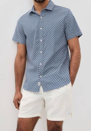 Fair Harbor Windward Button Up Shirt In Navy Geo