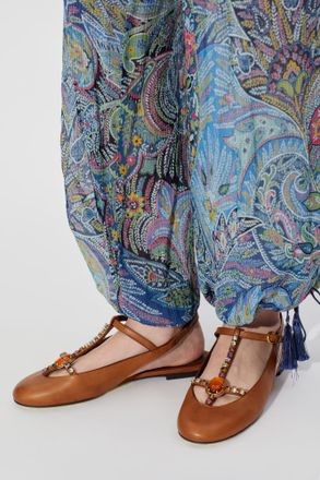 Etro Leather Shoes With Appliqu&eacute;s, Womens, Brown